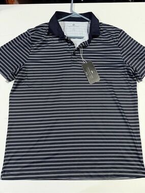 Grayson & Dunn Men's Navy Striped Polo Shirt